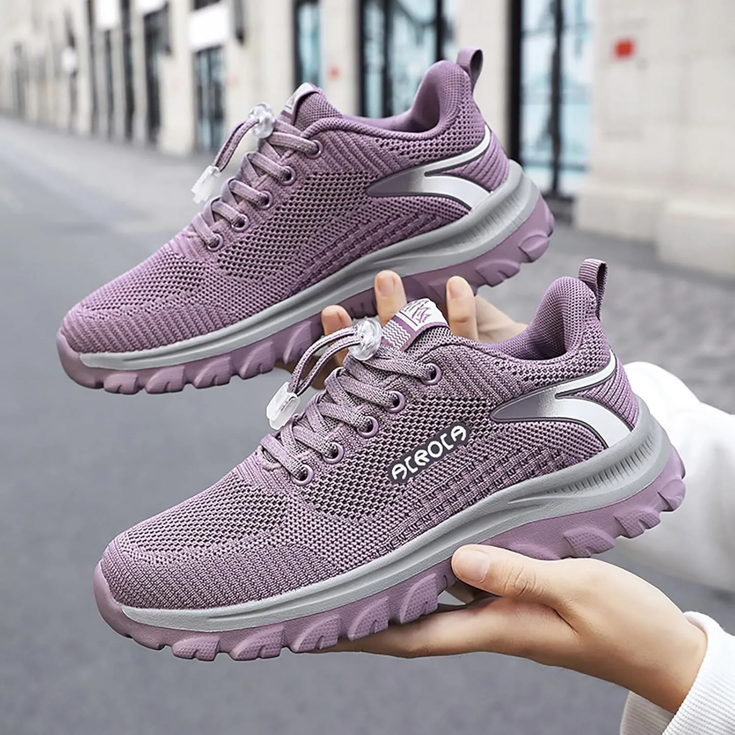 Womens Walking Shoes Slip on Comfy Knitted Non Slip Vintage Wide Running Shoes Breathable Mesh Gym Jogging Outdoor Shoes Ladies 2024 Fashion Sneakers