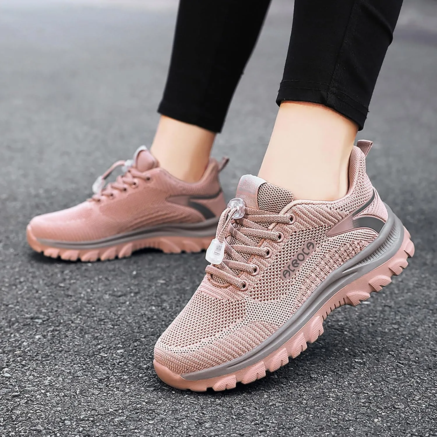 Womens Walking Shoes Slip on Comfy Knitted Non Slip Vintage Wide Running Shoes Breathable Mesh Gym Jogging Outdoor Shoes Ladies 2024 Fashion Sneakers