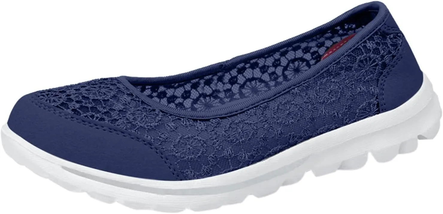 Womens Walking Sneakers Women Lace Up Shoes Flats Casual Shoes Lightweight Work Shoes Breathable Slip Work Trainers