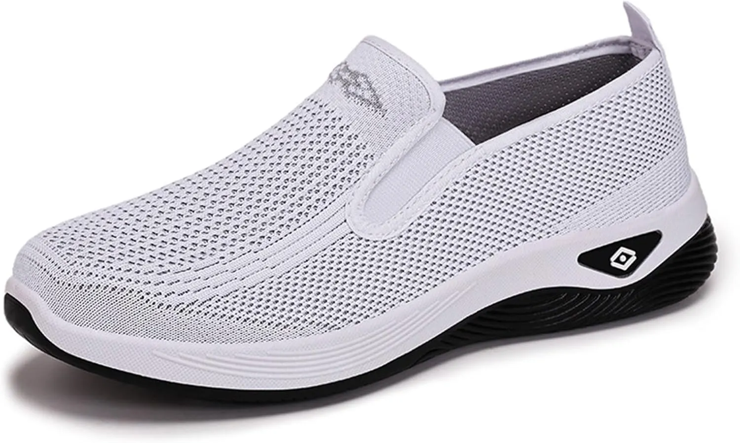 Women's Woven Orthopedic Breathable Soft Shoes Comfortable Wide Width Walking Shoes Slip On Arch Support Walking Flying Sneakers
