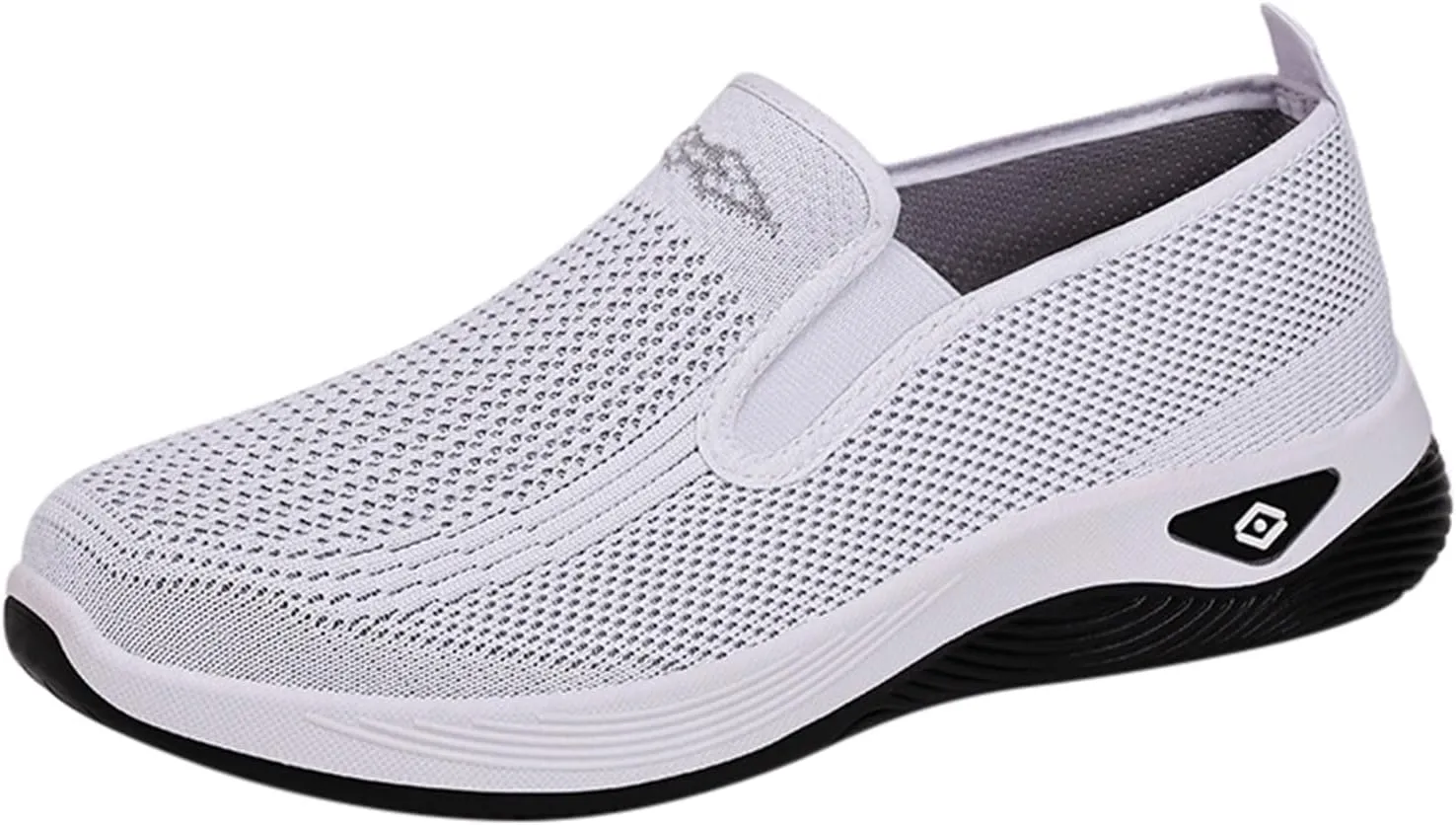 Women's Woven Orthopedic Breathable Soft Shoes Comfortable Wide Width Walking Shoes Slip On Arch Support Walking Flying Sneakers