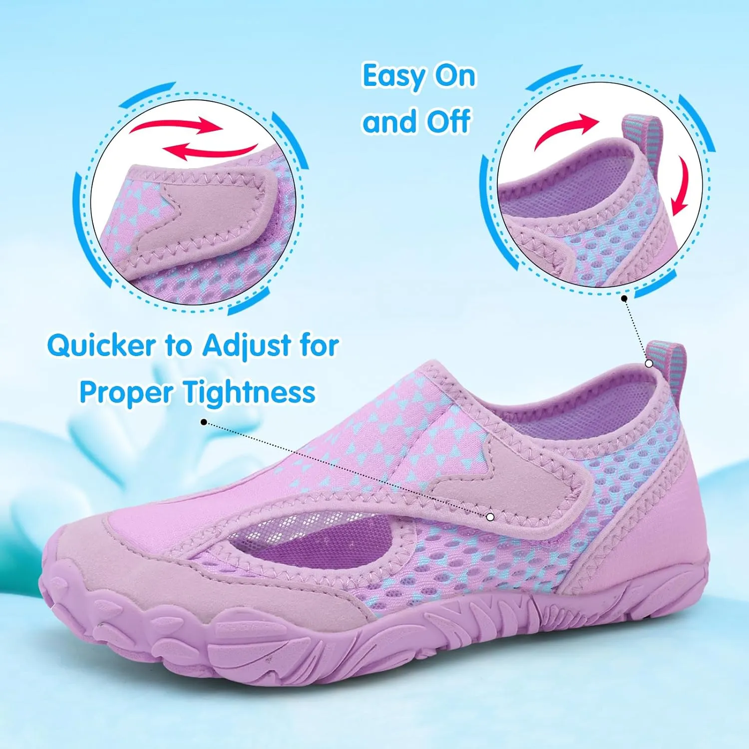 XIHALOOK Water Shoes for Kids Boys Girls Wide Toe Barefoot Quick Dry for Beach Swim Pool Surf Aqua Sports