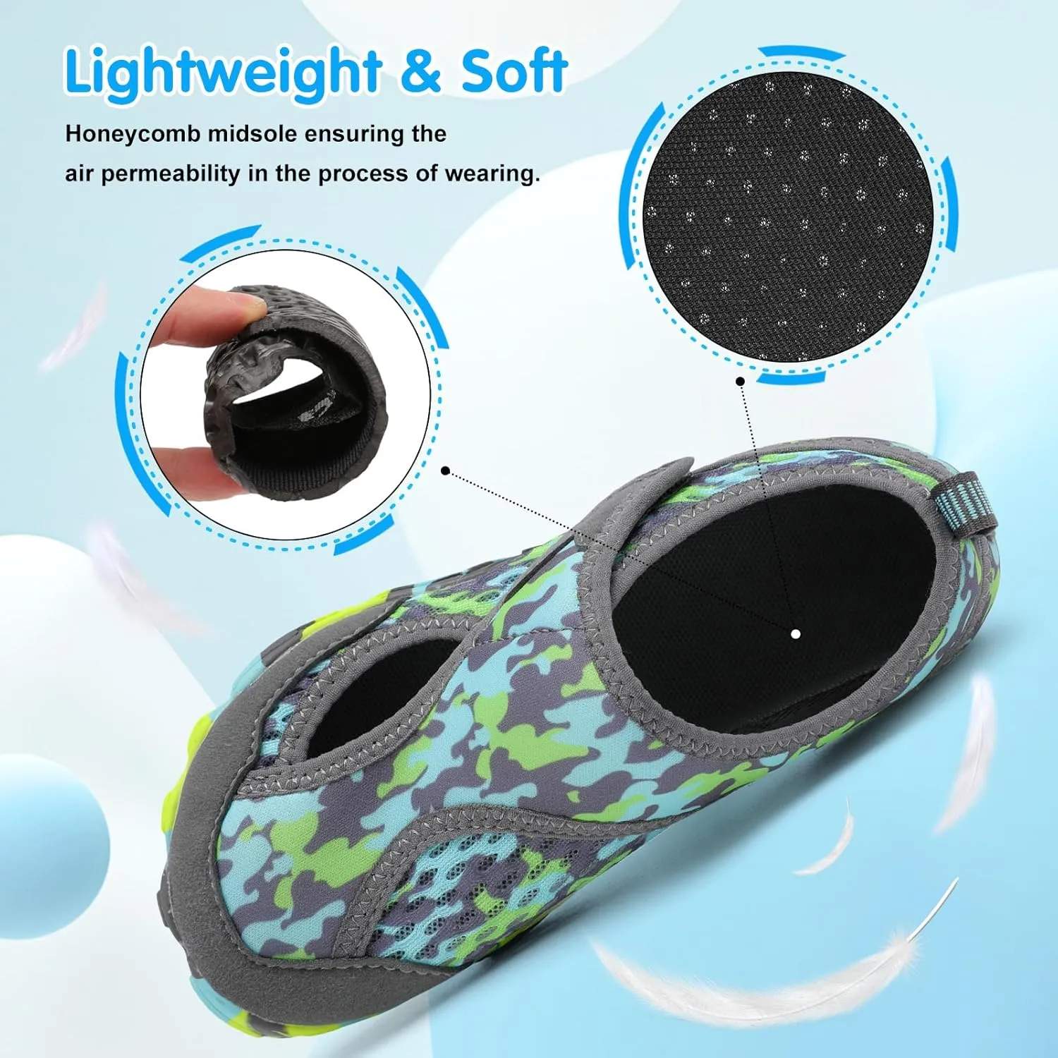 XIHALOOK Water Shoes for Kids Boys Girls Wide Toe Barefoot Quick Dry for Beach Swim Pool Surf Aqua Sports