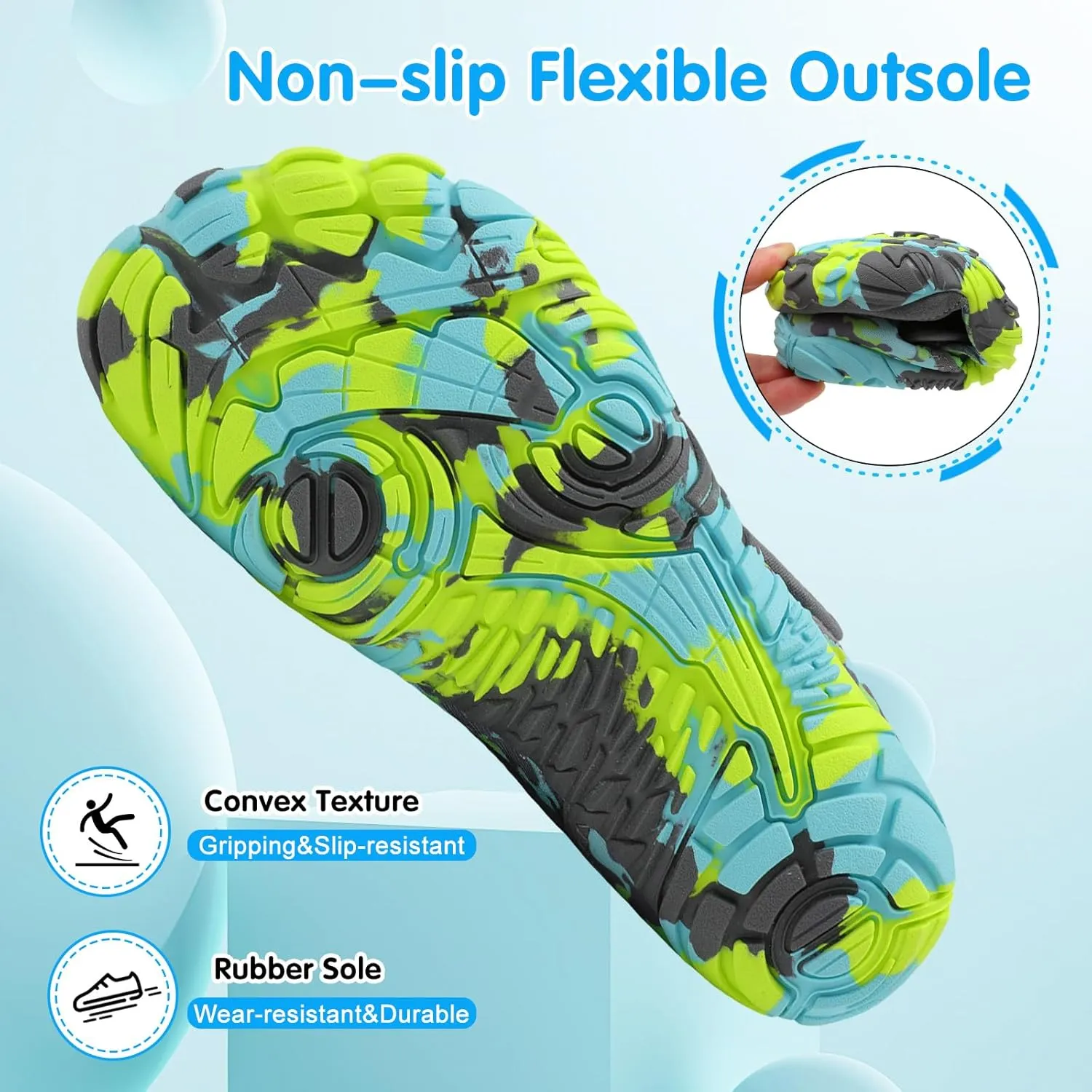 XIHALOOK Water Shoes for Kids Boys Girls Wide Toe Barefoot Quick Dry for Beach Swim Pool Surf Aqua Sports