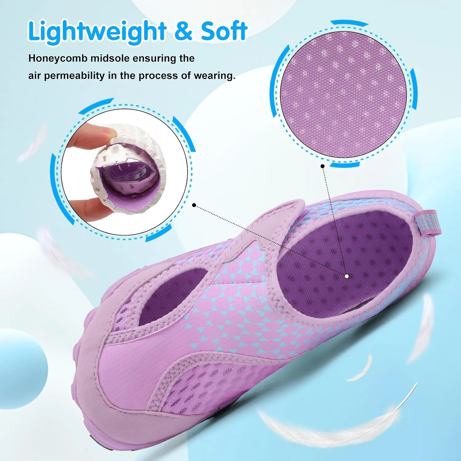 XIHALOOK Water Shoes for Kids Boys Girls Wide Toe Barefoot Quick Dry for Beach Swim Pool Surf Aqua Sports