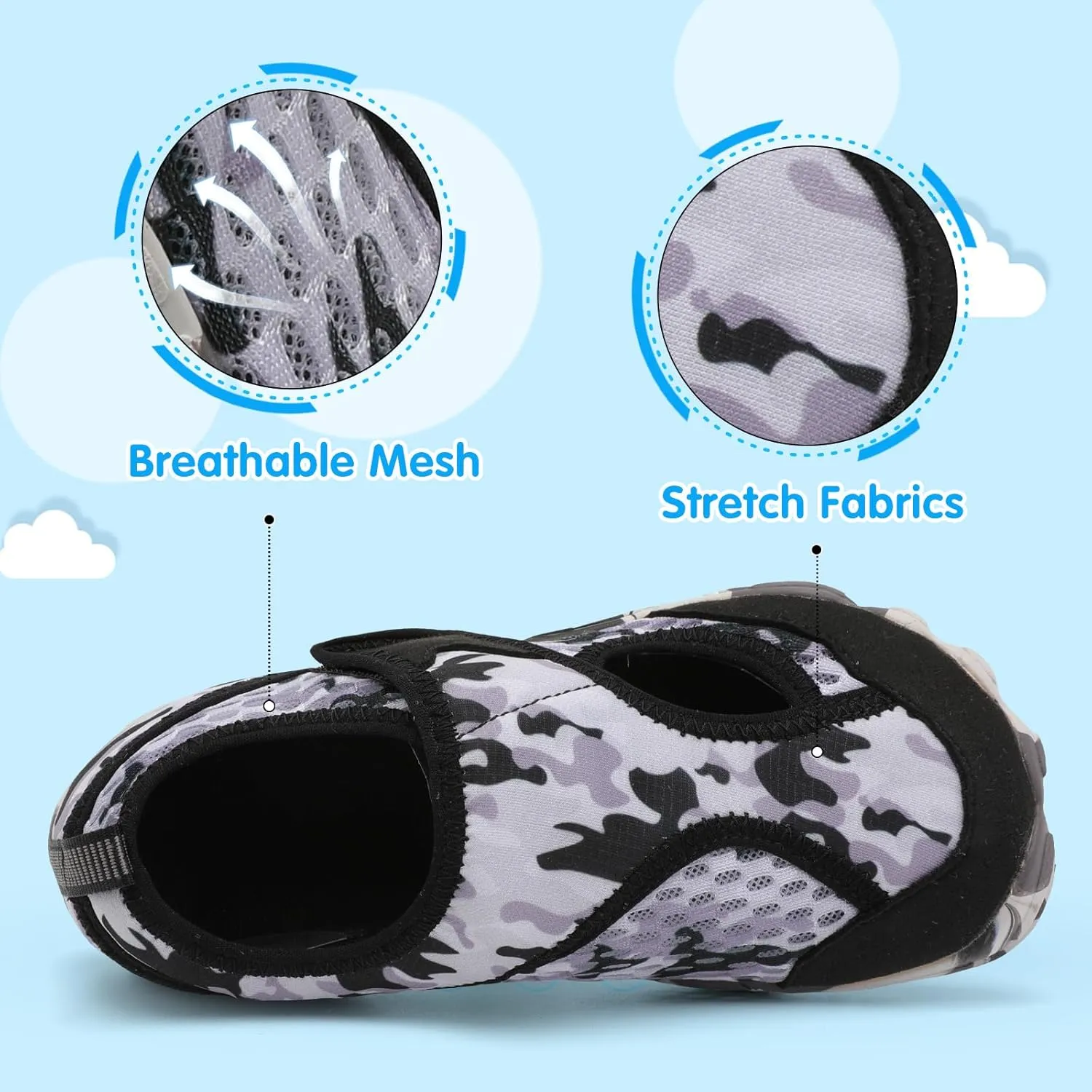 XIHALOOK Water Shoes for Kids Boys Girls Wide Toe Barefoot Quick Dry for Beach Swim Pool Surf Aqua Sports