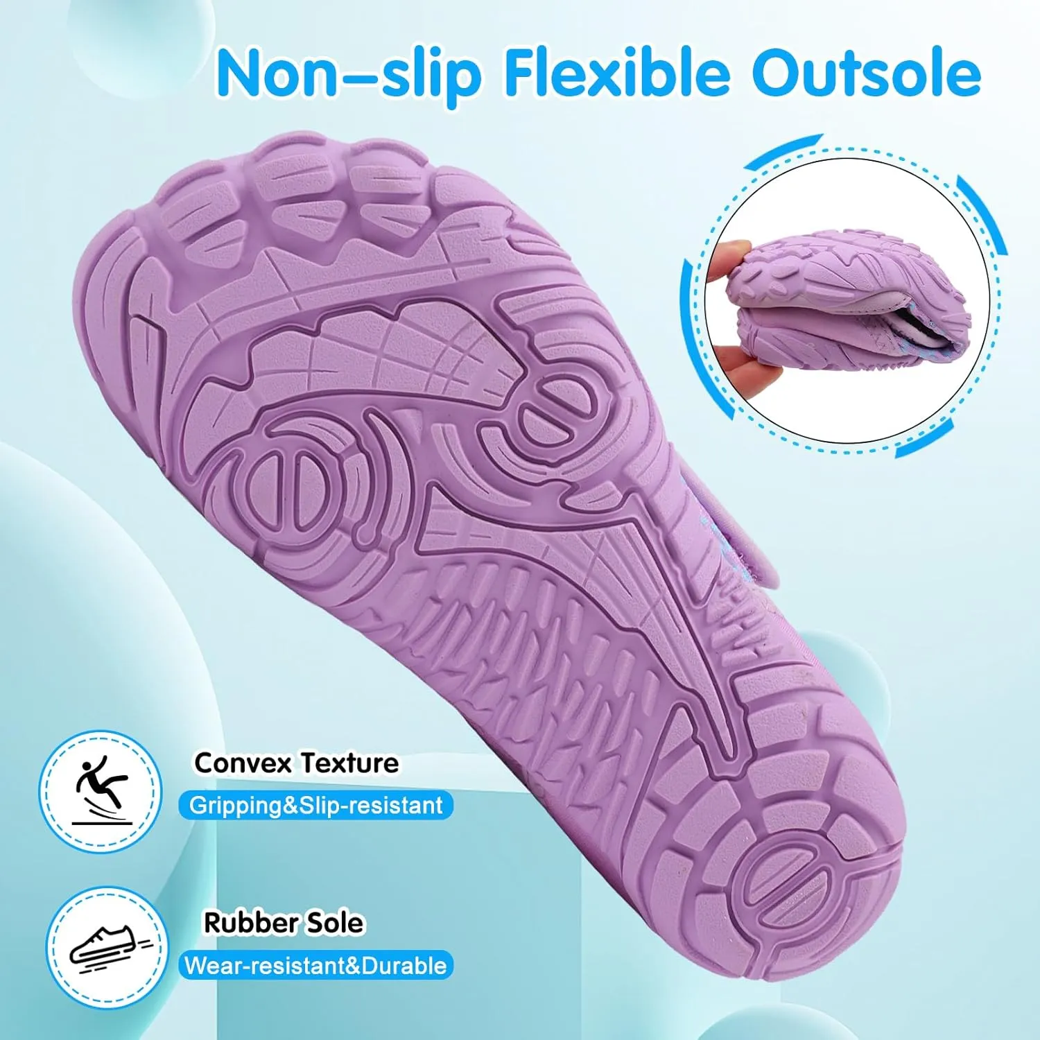 XIHALOOK Water Shoes for Kids Boys Girls Wide Toe Barefoot Quick Dry for Beach Swim Pool Surf Aqua Sports