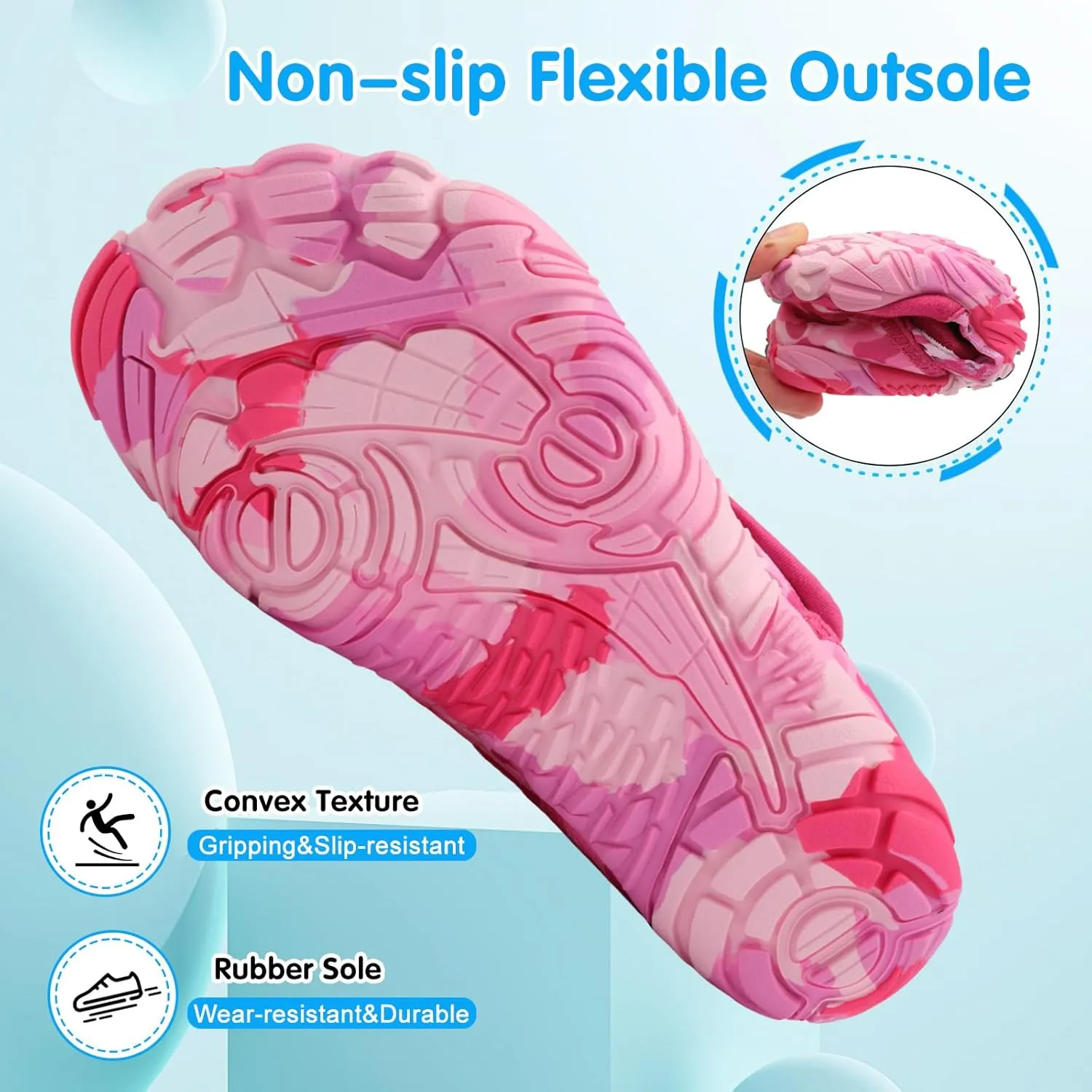 XIHALOOK Water Shoes for Kids Boys Girls Wide Toe Barefoot Quick Dry for Beach Swim Pool Surf Aqua Sports