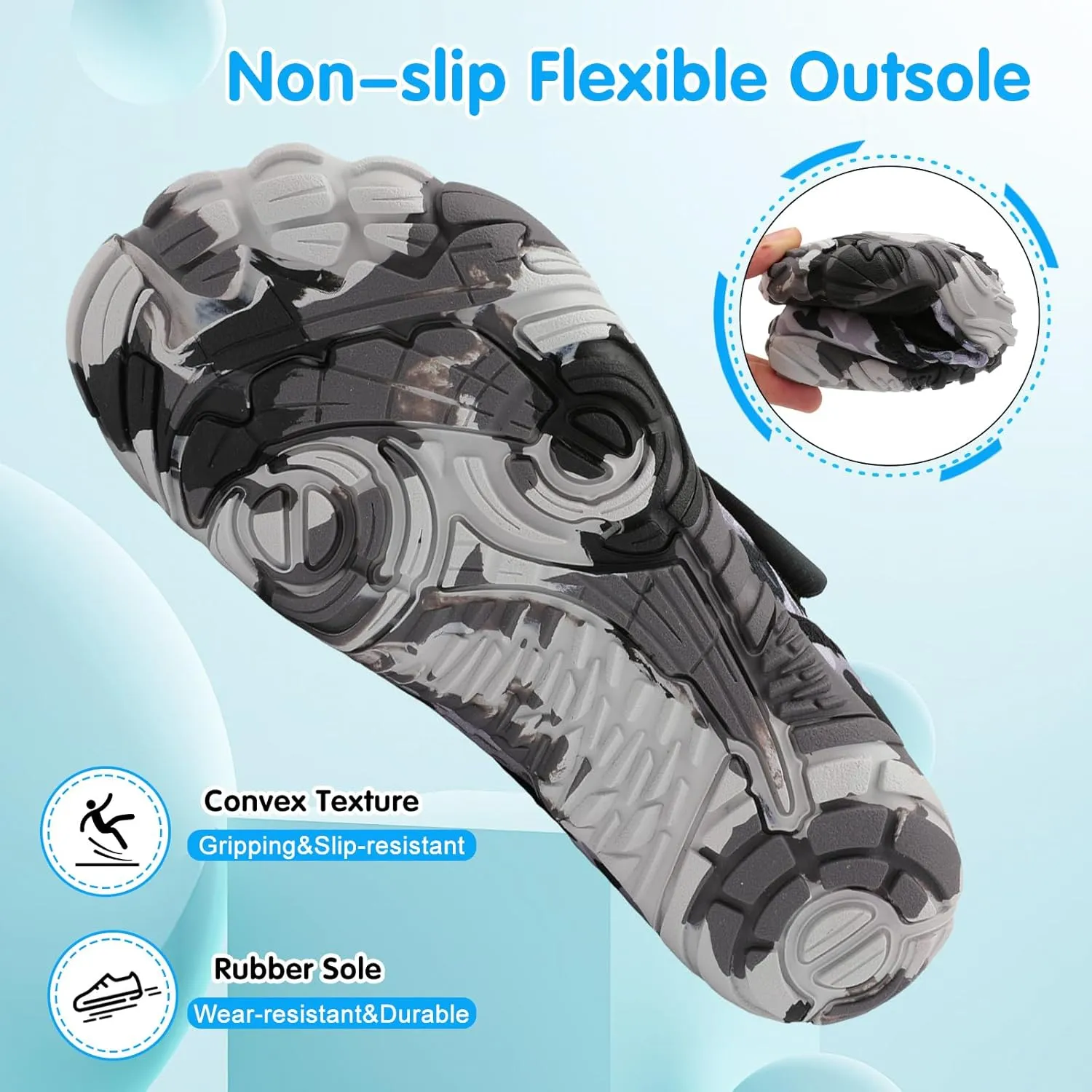 XIHALOOK Water Shoes for Kids Boys Girls Wide Toe Barefoot Quick Dry for Beach Swim Pool Surf Aqua Sports