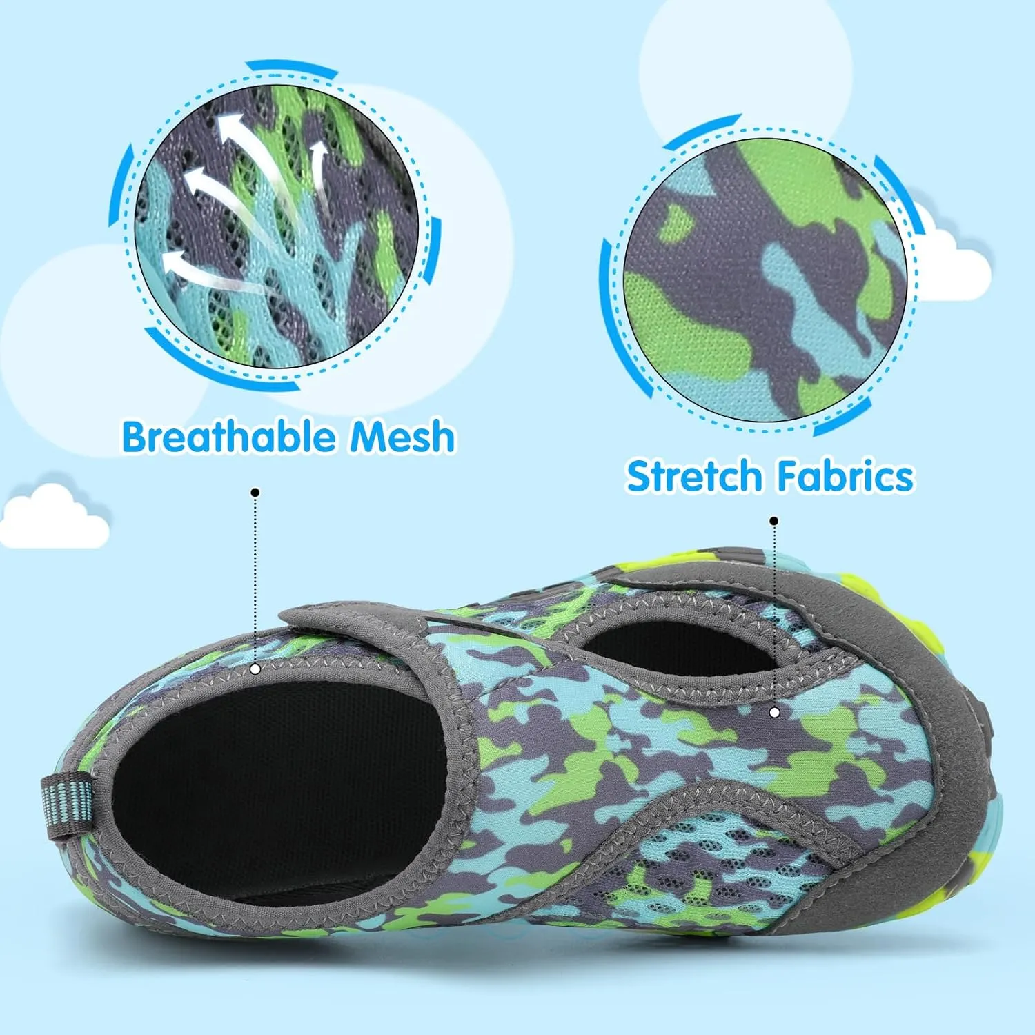 XIHALOOK Water Shoes for Kids Boys Girls Wide Toe Barefoot Quick Dry for Beach Swim Pool Surf Aqua Sports