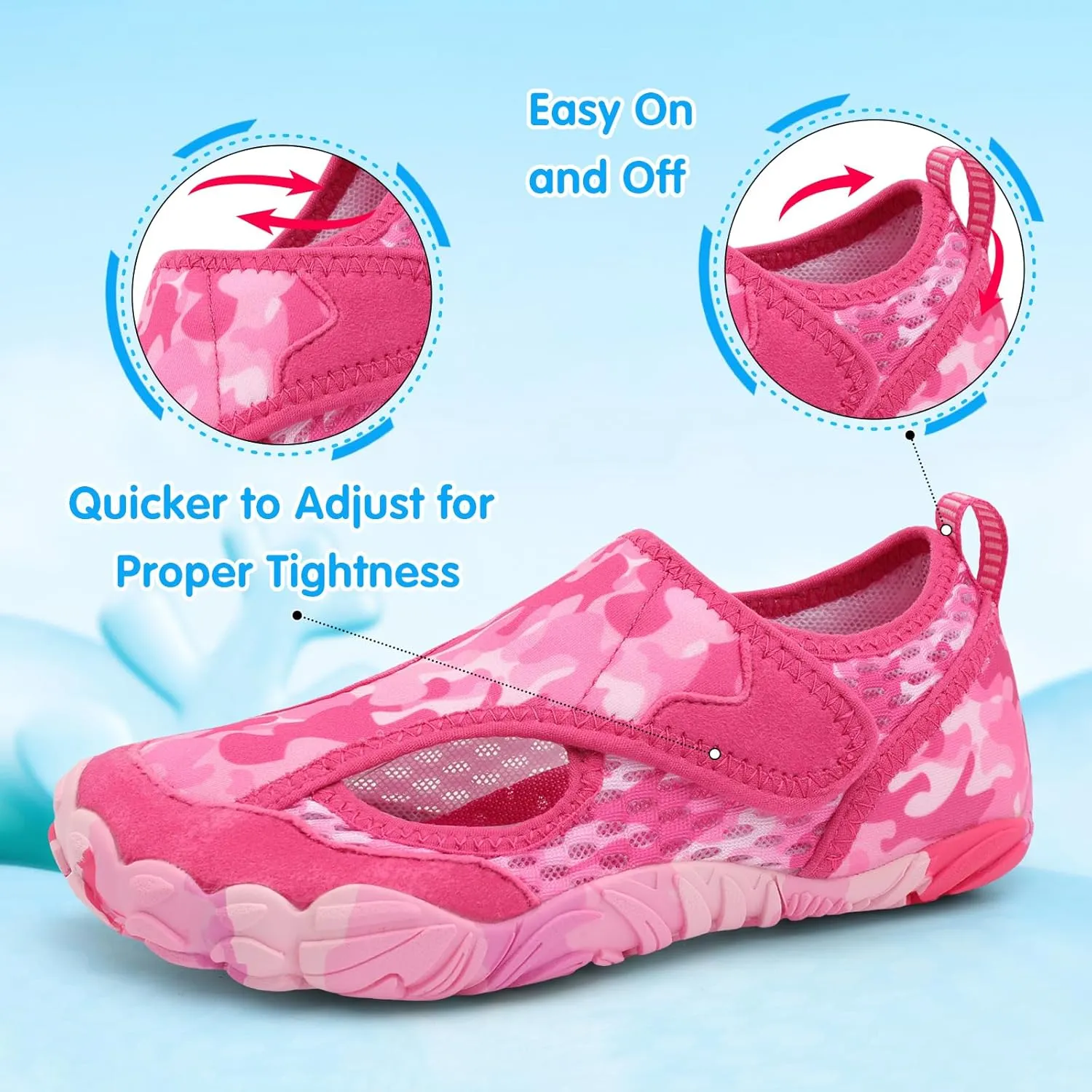 XIHALOOK Water Shoes for Kids Boys Girls Wide Toe Barefoot Quick Dry for Beach Swim Pool Surf Aqua Sports