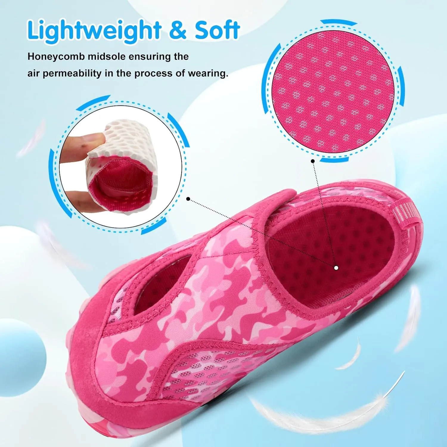 XIHALOOK Water Shoes for Kids Boys Girls Wide Toe Barefoot Quick Dry for Beach Swim Pool Surf Aqua Sports