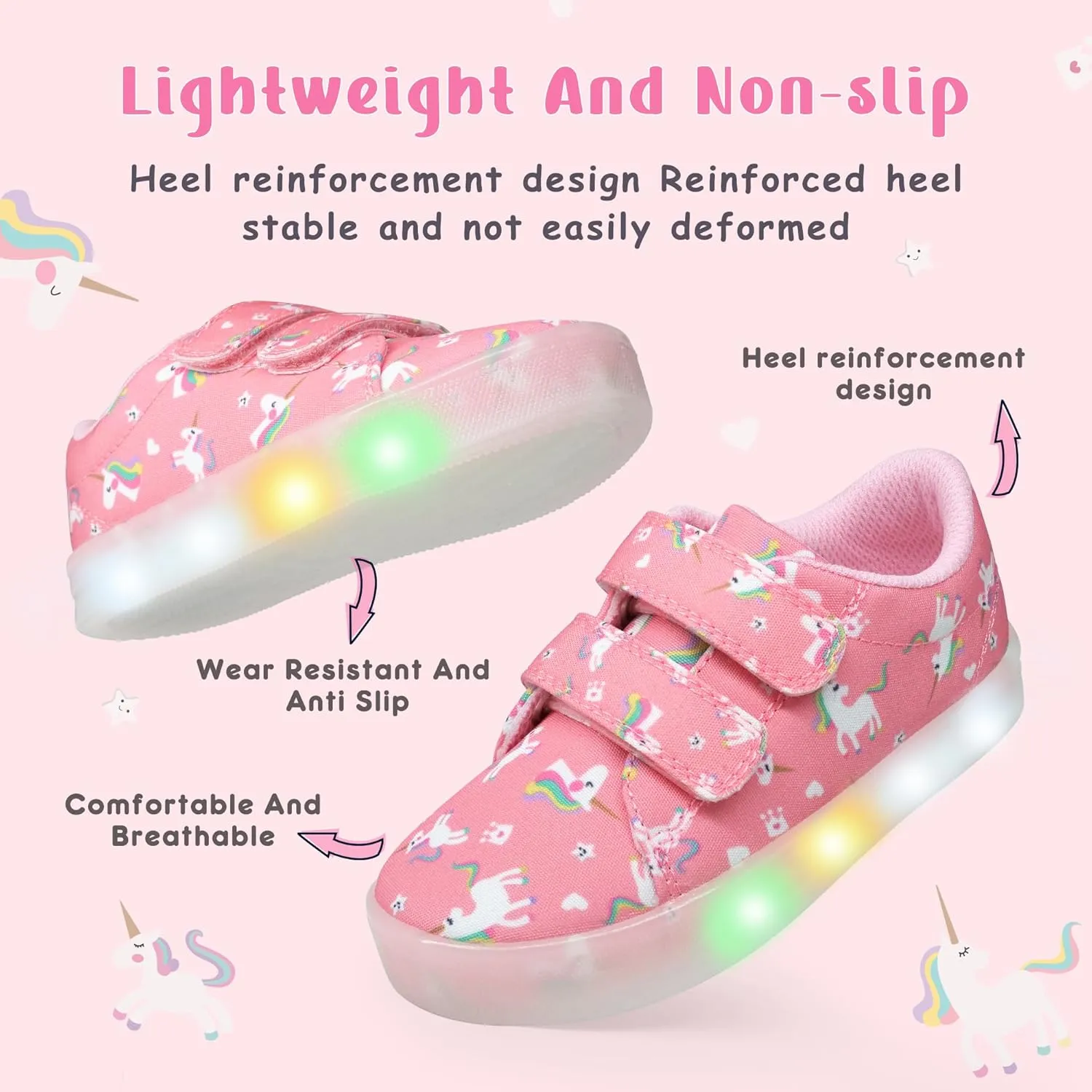 YESKIS Boys Girls Light Up Shoes Vivaki LED Canvas Cartoon Casual Sneakers for Toddler Little Kid Size 5-12