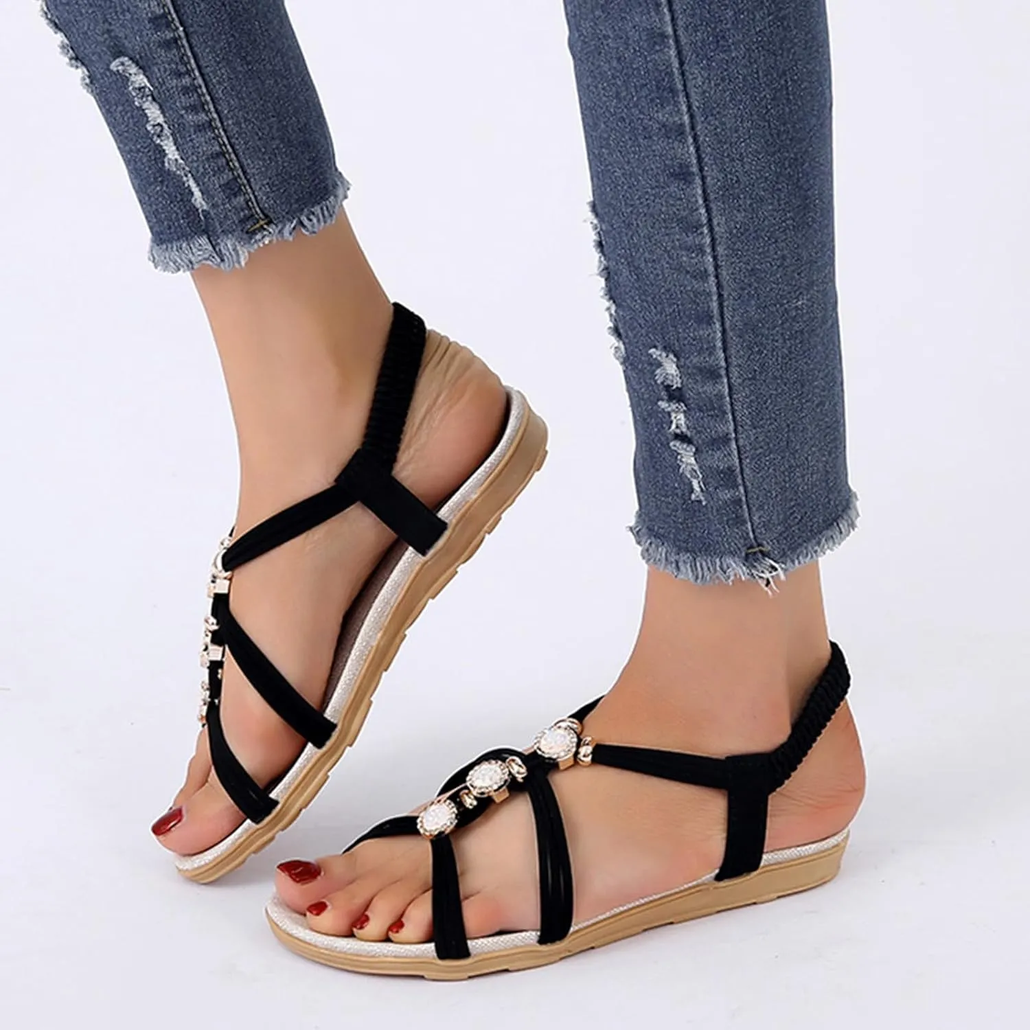 Yoga Mat Comfortable Flat Sandal for Women Versatile Casual Work Summer Shoes Plantar Fasciitis Sandals