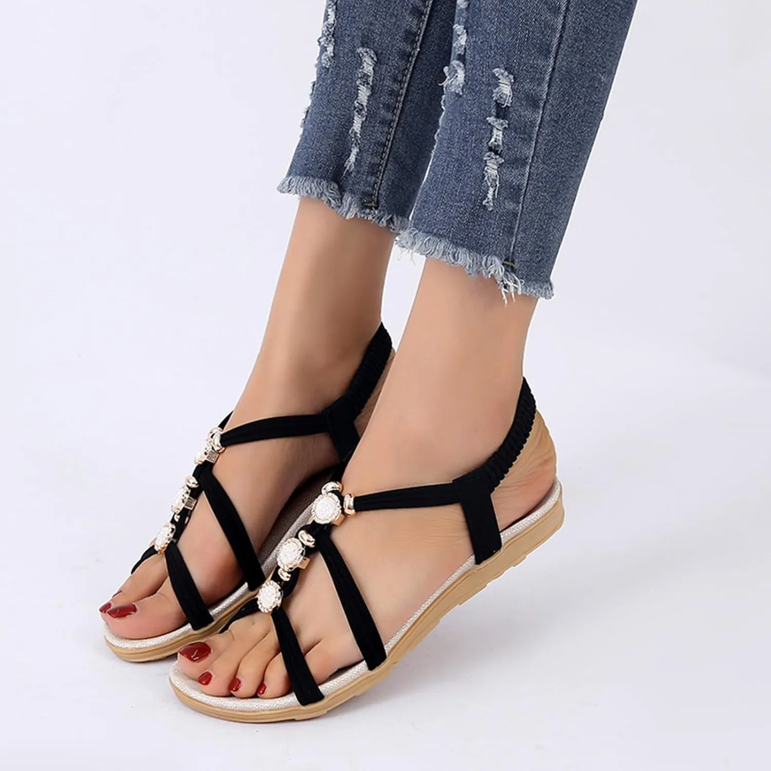 Yoga Mat Comfortable Flat Sandal for Women Versatile Casual Work Summer Shoes Plantar Fasciitis Sandals