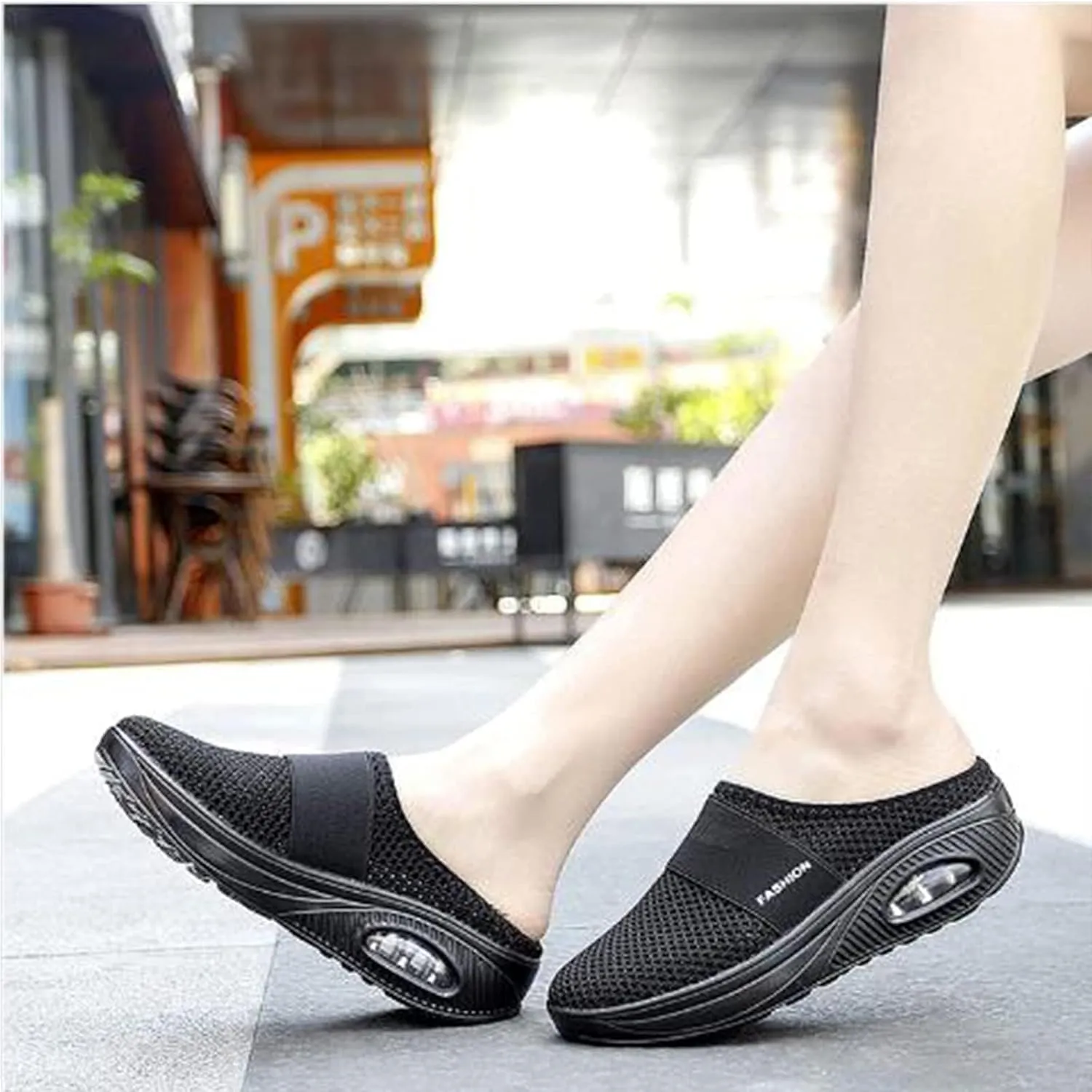 ZWRXW Mules for Womens Mens Walking Mules Sneakers Open Back Slip On Shoes with Arch Support Comfort Walking Shoes Breathable Slippers Closed Toe Slides Outdoor Casual Non Slip Orthopedic Sneakers
