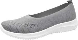 ZWRXW Sneakers for Women Walking Shoes Slip On Sneakers Non Slip Walking Breathable Mesh Work Casual Lightweight Tennis Workout Shoes Orthopedic Breathable Soft Shoe