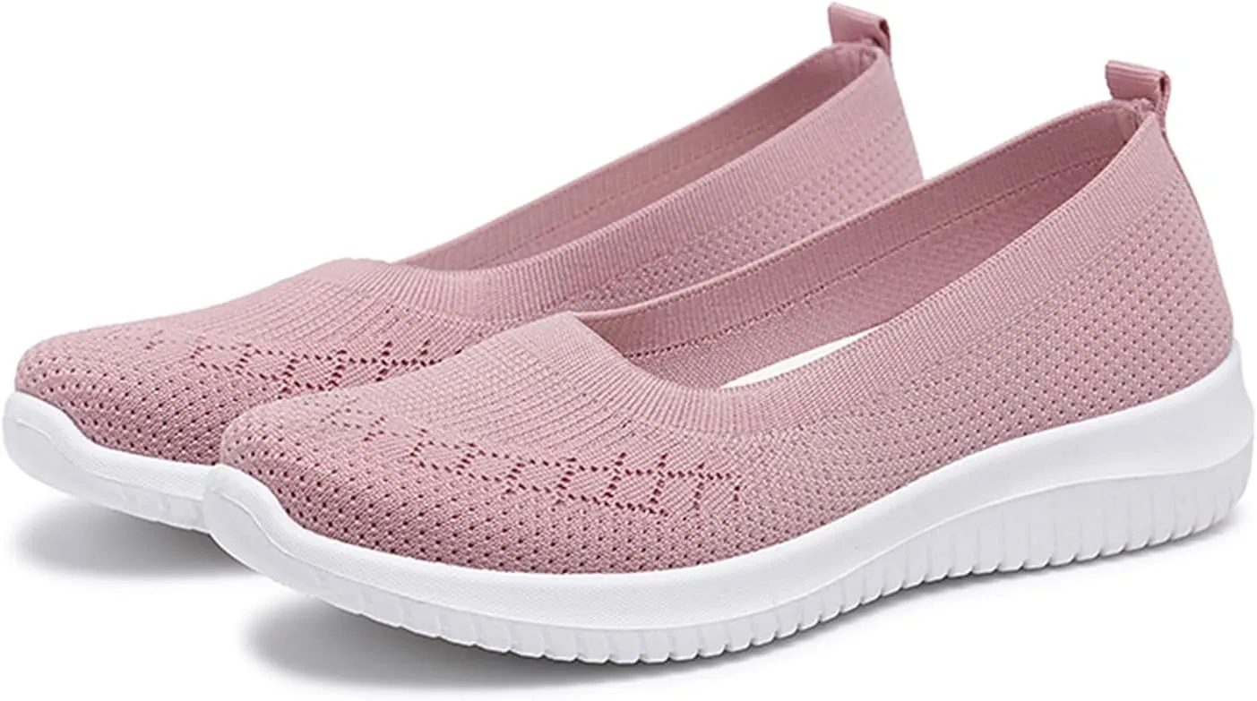 ZWRXW Sneakers for Women Walking Shoes Slip On Sneakers Non Slip Walking Breathable Mesh Work Casual Lightweight Tennis Workout Shoes Orthopedic Breathable Soft Shoe