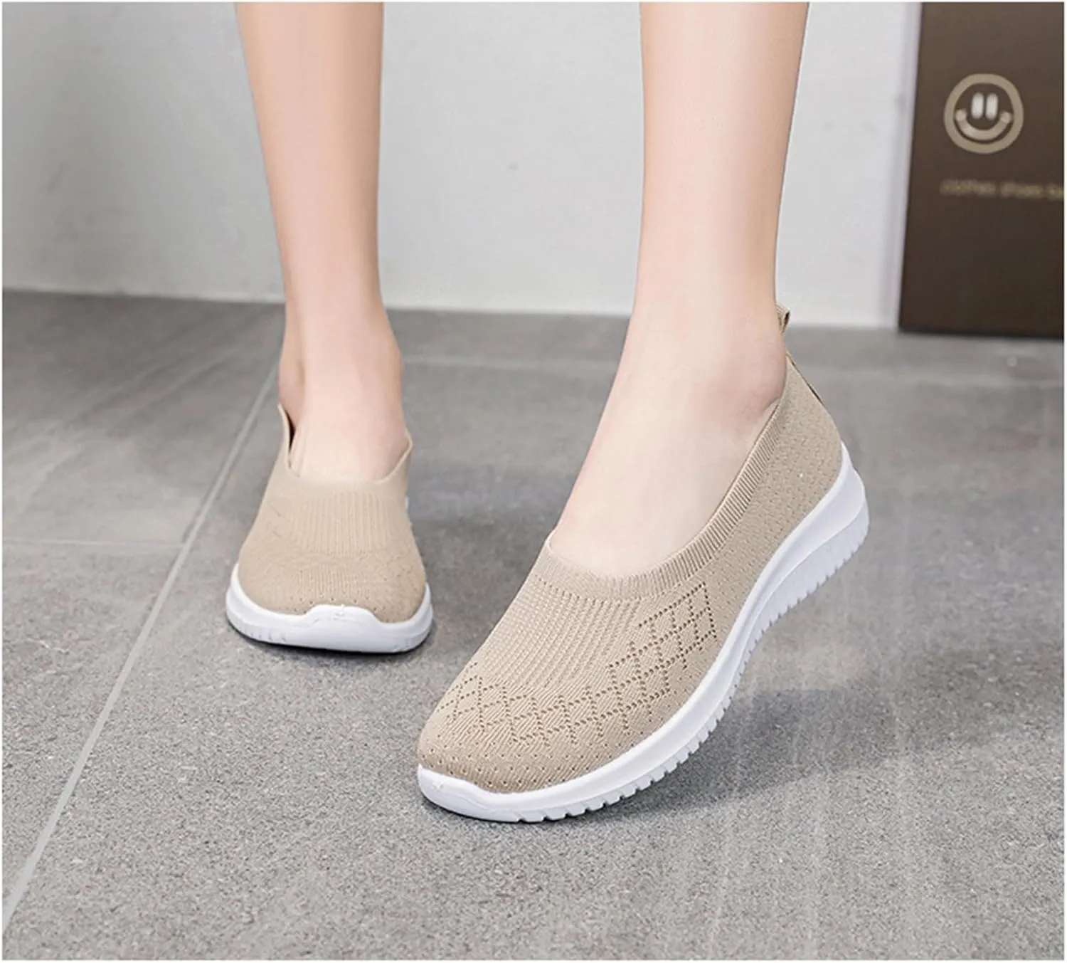 ZWRXW Sneakers for Women Walking Shoes Slip On Sneakers Non Slip Walking Breathable Mesh Work Casual Lightweight Tennis Workout Shoes Orthopedic Breathable Soft Shoe