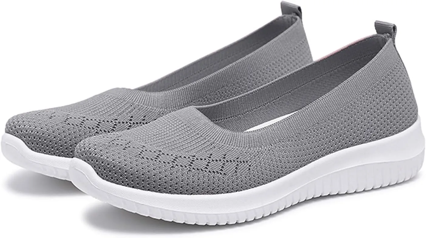 ZWRXW Sneakers for Women Walking Shoes Slip On Sneakers Non Slip Walking Breathable Mesh Work Casual Lightweight Tennis Workout Shoes Orthopedic Breathable Soft Shoe
