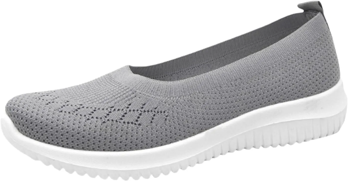 ZWRXW Sneakers for Women Walking Shoes Slip On Sneakers Non Slip Walking Breathable Mesh Work Casual Lightweight Tennis Workout Shoes Orthopedic Breathable Soft Shoe