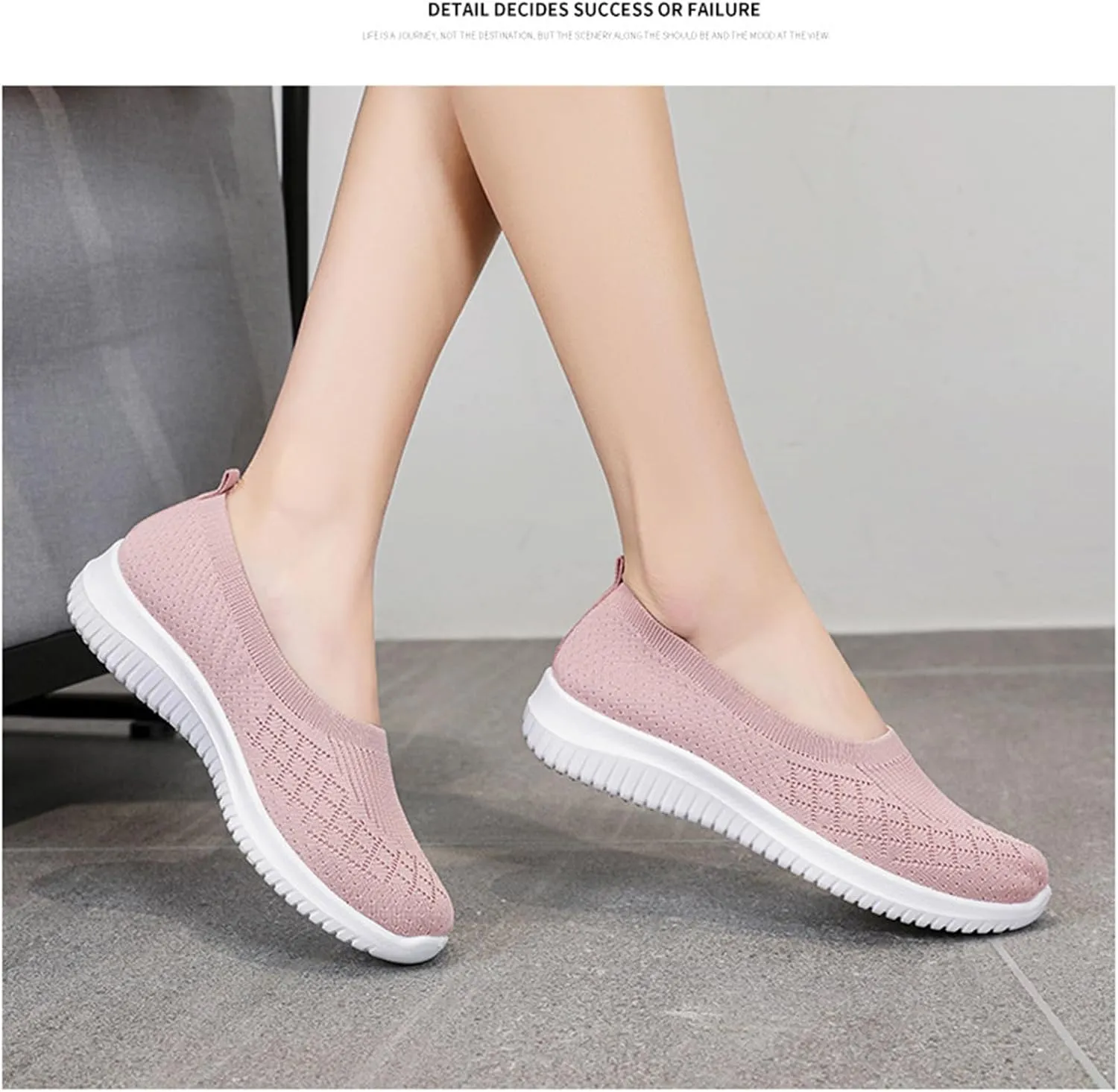 ZWRXW Sneakers for Women Walking Shoes Slip On Sneakers Non Slip Walking Breathable Mesh Work Casual Lightweight Tennis Workout Shoes Orthopedic Breathable Soft Shoe