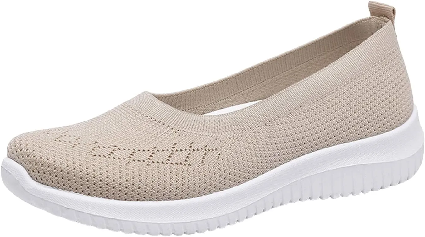 ZWRXW Sneakers for Women Walking Shoes Slip On Sneakers Non Slip Walking Breathable Mesh Work Casual Lightweight Tennis Workout Shoes Orthopedic Breathable Soft Shoe
