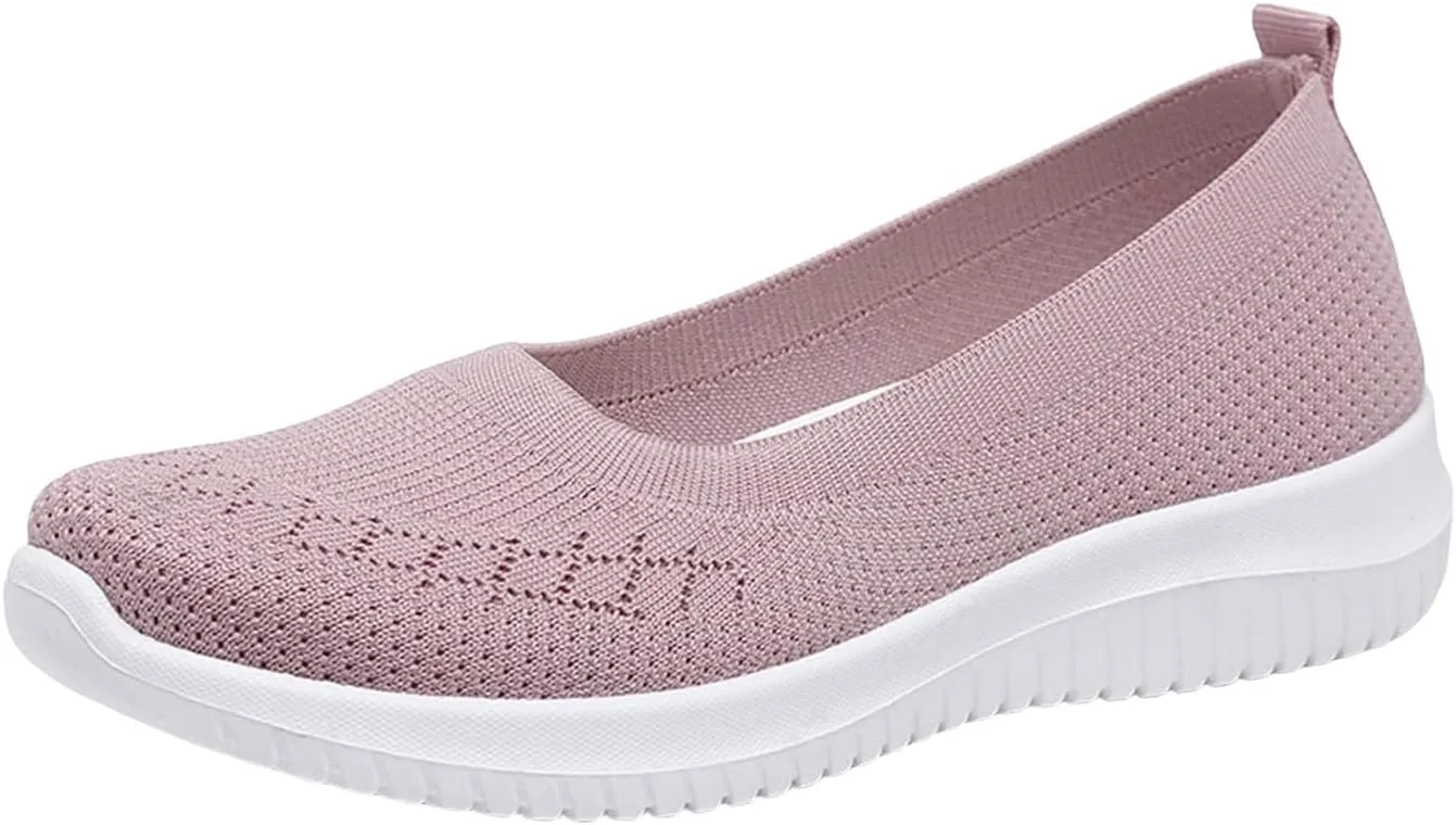ZWRXW Sneakers for Women Walking Shoes Slip On Sneakers Non Slip Walking Breathable Mesh Work Casual Lightweight Tennis Workout Shoes Orthopedic Breathable Soft Shoe